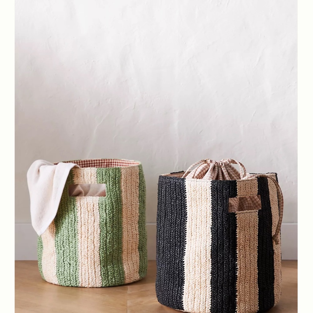 Anthropologie ALDER RAFFIA BASKET black/cream